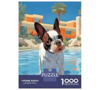 1000-piece Jigsaw Puzzles Hollywood Boston Terrier Adult Jigsaw Hands-on Game A Work of Art Unique Gifts for Birthday And Christmas 38x26cm/1000pcs
