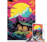 1000 Piece Jigsaw Puzzles- House in The Forest Educational Toy Gift Birthday Hands-on Game with Matching Poster And Trivia Sheet Size 38x52cm