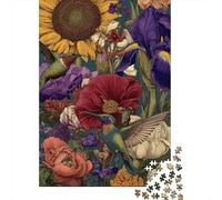 1000-piece Jigsaw Puzzles Hummingbird Garden Art Print-6 Adult Jigsaw Hands-on Game A Work of Art Unique Gifts for Birthday And Christmas 52x38cm/1000pcs