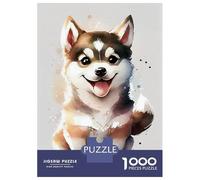 1000-piece Jigsaw Puzzles Husky Watercolor Cute Adult Jigsaw Puzzle Hands-on Game Difficult Challenge Parent-child Interaction 38x26cm/1000pcs