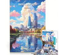 1000 Piece Jigsaw Puzzles Indiana State, Indianapolis, Impossible Game, Precision Cutting, with Fully Interlocking Randomly Shaped Pieces 50x75cm