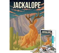 1000 Piece Jigsaw Puzzles Jackalope Cryptid Cryptozoology Desert Poster Addictive Toys to Cultivate Patience Hands-on Game for The Whole Family Funny Gifts (Size 75x50cm)