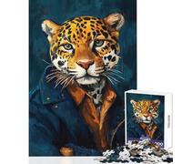1000 Piece Jigsaw Puzzles Jaguar in A Jacket Home Decoration Toys Great Gift for Games Educational Game Enhance Love between Couples size 38x26cm