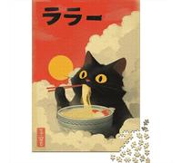 1000 Piece Jigsaw Puzzles- Japanese Cat Ramen Poster-4 Jigsaw for Adults Brain Teaser Game Difficult Challenge Stress Reduction Gifts 70x50cm/1000pcs