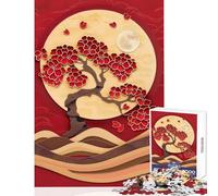 1000 Piece Jigsaw Puzzles Japanese Cherry Blossom Moon D Kintsugi Art Fun Peaceful Family Home Activity Heartwarming Festive Present Choice (38X26cm)