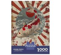 1000-piece Jigsaw Puzzles Japanese Rising Sun Koi Adult Jigsaw Puzzle Hands-on Game Difficult Challenge Parent-child Interaction 70x50cm/1000pcs