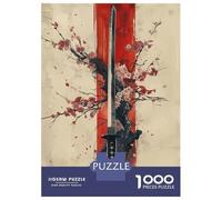1000-piece Jigsaw Puzzles Japanese Sakura Katana Adult Jigsaw Puzzle Hands-on Game Difficult Challenge Parent-child Interaction 38x26cm/1000pcs