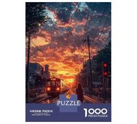 1000-piece Jigsaw Puzzles Japanese Train in Sunset Adult Jigsaw Hands-on Game A Work of Art Unique Gifts for Birthday And Christmas 38x26cm/1000pcs
