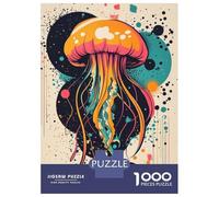 1000-piece Jigsaw Puzzles Jellyfish Abstract Art Colorful Jellyfish Pop Art Print Unique Ocean-Inspired Decor Adult Jigsaw Puzzle Toy Wall Decor A Work of Art Unique Gifts for Birthday And Christmas