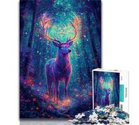 1000 Piece Jigsaw Puzzles Jungle Psychedelic Deer 1000 Piece Puzzle,Artistic Wall Decor & Birthday Gift Idea for Friends, Home Office 75x50cm