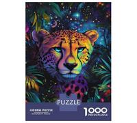 1000-piece Jigsaw Puzzles Jungle Starlight Cheetah Adult Jigsaw Puzzle Toy Wall Decor A Work of Art Unique Gifts for Birthday And Christmas 52x38cm/1000pcs
