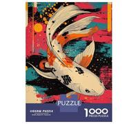 1000-piece Jigsaw Puzzles Koi Fish Abstract Art White Koi Fish Adult Jigsaw Puzzle Toy Wall Decor A Work of Art Unique Gifts for Birthday And Christmas 52x38cm/1000pcs