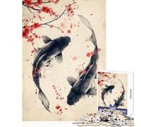 1000 Piece Jigsaw Puzzles Koi Fish Japan Fun Peaceful Family Home Activity Heartwarming Festive Present Choice (38X26cm)