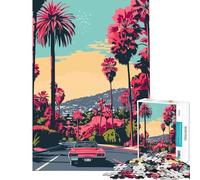 1000 Piece Jigsaw Puzzles LA Evening Vaporwave for Educational Game Challenge Toy Brain Teaser Game Perfect Decoration Gifts for Women Men (Size 38x52cm)