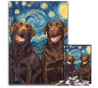 1000 Piece Jigsaw Puzzles Labrador Under The Stars Wooden Jigsaw Puzzles DIY Decoration, Brain Challenge, for Adult, Family, 50X75CM