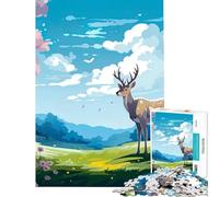 1000 Piece Jigsaw Puzzles Landscape Deer Animal Difficult And Challenge Difficult Hard Practical Game for And 14 Years And over (50X75cm)