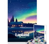 1000 Piece Jigsaw Puzzles- Lapland Finland Northern Lights Cabin Jigsaw for Teenagers Difficult Challenge Challenging To Complete Unique Challenge Game (38x26cm)