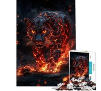 1000 Piece Jigsaw Puzzles Lava Panther of The Inferno Fun at Home Activities, Wall Decoration Practical Game for And 14 Years And over (38X52cm)
