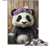 1000 Piece Jigsaw Puzzles Lavender Panda, for Age 14+ Suitable for Couples Fun at Home Activities, Birthday Present,Travel Gifts (Size 26x38cm)