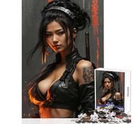 1000 Piece Jigsaw Puzzles- Lena Lethalstrike - Cyberpunk Ninja Assassin Puzzles for Teenagers Difficult Hard Every Piece Is Unique - Toys Educational Games (38x26cm)