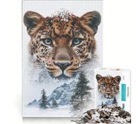 1000 Piece Jigsaw Puzzles Leopard in Snowy Mountains Impossible Game Precision Cutting with Fully Interlocking Randomly Shaped Pieces 50x75cm