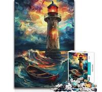 1000 Piece Jigsaw Puzzles Lighthouse Storm Art Learning Educational Educational Toy for And 14 Years And over 38x26cm