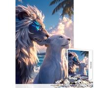 1000 Piece Jigsaw Puzzles- Lion Romance Puzzles for Teenagers Difficult Hard Every Piece Is Unique - Toys Educational Games (50x75cm)