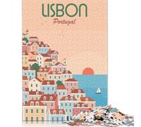 1000 Piece Jigsaw Puzzles Lisbon, Portugal Jigsaw Puzzles for Adults Woodenboard Puzzles Challenging To Complete But Fun And Humorous 1000pcs (75x50cm)