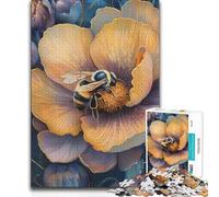 1000-piece Jigsaw Puzzles Little Bee on A Flower - Art Nouveau Brainteaser Family Games Pattern Assembly Gift For Birthdays 50x75cm(1000pcs)