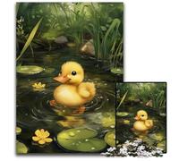 1000 Piece Jigsaw Puzzles Little Duck in Lotus Leaf Wooden Jigsaw Puzzles DIY Decoration, Brain Challenge, for Adult, Family, 50X75CM