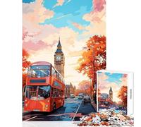 1000 Piece Jigsaw Puzzles- LONDON Oil Painting Educational Toy Gift Birthday Hands-on Game with Matching Poster And Trivia Sheet Size 38x52cm