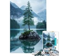 1000-piece Jigsaw Puzzles Lone Pine on A Misty Lake Difficult And Challenge Home Art Decor Hands-on Game for 14+ Puzzle Game Offered (38x52cm)