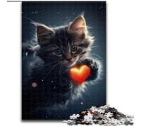 1000 Piece Jigsaw Puzzles Love Cat, Brain Teaser For Wall Decoration Unique Birthday And Xmas Gifts for for Age 14 (Size 50x75cm)