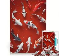 1000 Piece Jigsaw Puzzles Lucky Fish Brings U Luck Educational Toy Hand Speed Race with Fully Interlocking Randomly Shaped Pieces 38x26cm