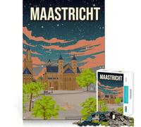 1000 Piece Jigsaw Puzzles Maastricht Cityscape Skyline Limburg Clean Cut Piece Mind Challenge Toy Calm Time Fun Christmas Art Piece (38x52cm)