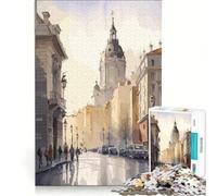 1000 Piece Jigsaw Puzzles Madrid Spain Capital City Educational Toy Hand Speed Race with Fully Interlocking Randomly Shaped Pieces 38x26cm