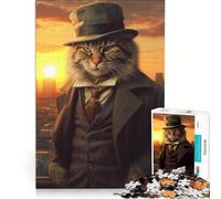 1000 Piece Jigsaw Puzzles Mafia Syberian Cat Educational Toy Hand Speed Race with Fully Interlocking Randomly Shaped Pieces 38x26cm