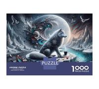 1000 Piece Jigsaw Puzzles- Magical Winter Wolf Scene Jigsaw for Adults Brain Teaser Game Difficult Challenge Stress Reduction Gifts 70x50cm/1000pcs