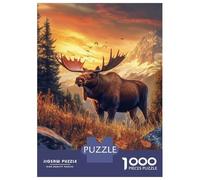 1000-piece Jigsaw Puzzles Majestic Moose Sunset Scene Adult Jigsaw Puzzle Toy Wall Decor A Work of Art Unique Gifts for Birthday And Christmas 70x50cm/1000pcs