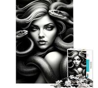 1000 Piece Jigsaw Puzzles- Medusa The Gorgon B﹨uW Difficult And Challenge But Fun And Humorous Impossible Game for Ages 14 And over (38x26cm)