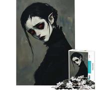 1000 Piece Jigsaw Puzzles Melancholy Vampire︰ Gothic Undead Beauty with Piercing Red Eyes for Educational Game Challenge Toy Brain Teaser Game Perfect Decoration Gifts for Women Men 1000