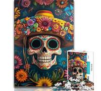 1000 Piece Jigsaw Puzzles Mexican Skull Adult Jigsaw,Learning Educational Toys Family Games Gifts for Friends And Family 26x38cm