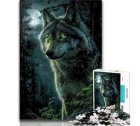 1000 Piece Jigsaw Puzzles Midnight Wolf Teenager Jigsaw,Challenging Game Gifts for Is Ideal As A Gift for The Whole Family (size 75x50cm)