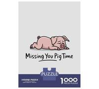 1000-piece Jigsaw Puzzles Missing You Pig Time Jigsaws for Adults Brain Teaser Game Improve Memory Unique Gifts for Birthday And Christmas 70x50cm/1000pcs
