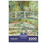 1000 Piece Jigsaw Puzzles- Monet Bridge Water Lilies Jigsaw Puzzle Brain Teaser Game Wall Decoration Deal As Gifts for The Whole Family 38x26cm/1000pcs