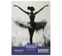 1000-piece Jigsaw Puzzles Monochrome Ballerina in Elegant Pose Jigsaws for Adults Brain Teaser Game Improve Memory Unique Gifts for Birthday And Christmas 38x26cm/1000pcs