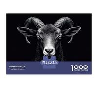 1000 Piece Jigsaw Puzzles- Monochrome Ram Portrait Adult Jigsaw Brain Teaser Game Difficult Challenge Deal As Gifts for The Whole Family 70x50cm/1000pcs