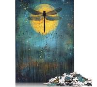 1000 Piece Jigsaw Puzzles Moonlit Dragonfly Creative Square Wooden Jigsaw Puzzles for Adults 1000pcs (75x50cm)