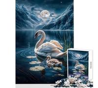 1000 Piece Jigsaw Puzzles- Moonlit Swan Serenity Home Decoration Toys Birthday Gifts Educational Game Train Your Brain And Hands Size 50x75cm