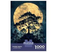1000 Piece Jigsaw Puzzles- Moonlit Tree Silhouette Jigsaw for Adults Brain Teaser Game Difficult Challenge Stress Reduction Gifts 38x26cm/1000pcs